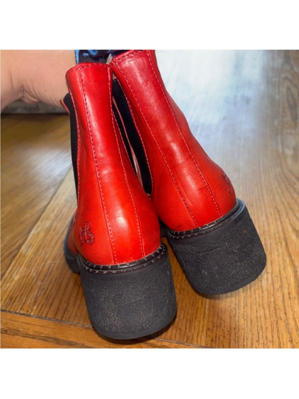 John Fluevog Red Leather Chelsea Boots - Women Size 7.5 - Picture 3 of 7